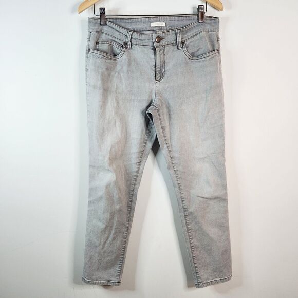 Eileen Fisher Gray Mid Rise Casual Skinny Jeans Size 8 Minimalist Normcore Basic - Picture 1 of 12
